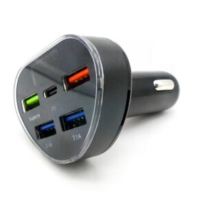 Cargador 5 salidas toma encendedor 12v iphone/samsung USB 3.1A PD type-c